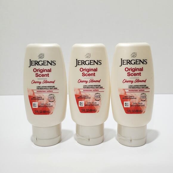 Lot of 3 Jergens Original Scent CHERRY ALMOND Dry Skin Moisturizer 3 fl oz NEW - Picture 1 of 9